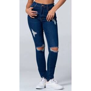 NEW BLUE TURTLE distressed denim jeans in medium blue